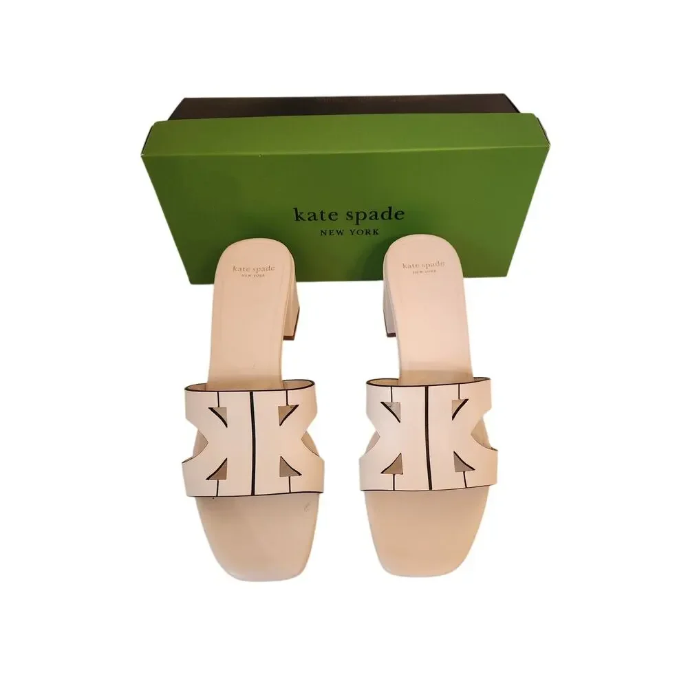 NWB Kate Spade Duo Block Heel White 7.5B *Floor Sample